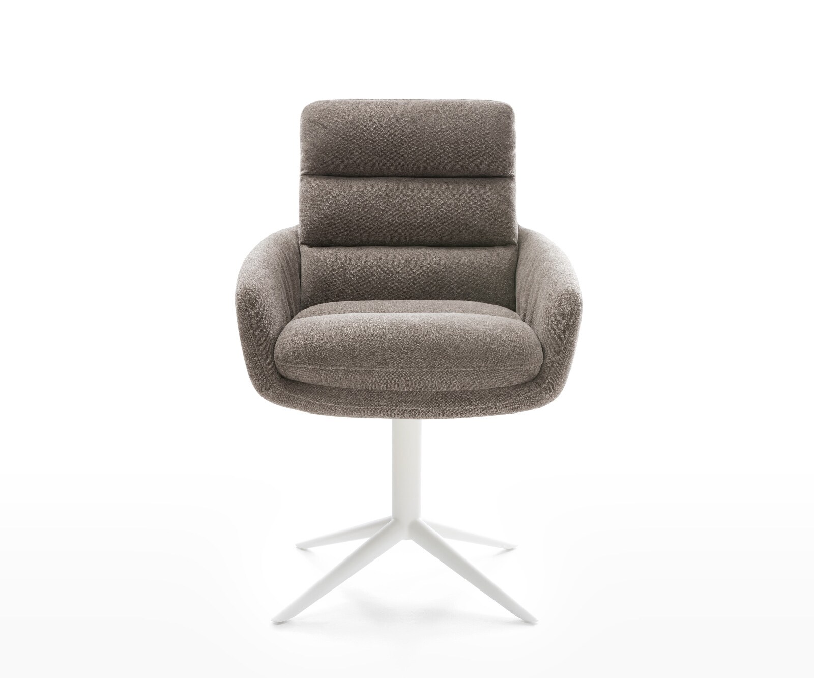 Drehstuhl Abelia-Flex mit Armlehnen Strukturstoff Soft Taupe Fußkreuz Weiß 360° drehbar Wippfunktion 2