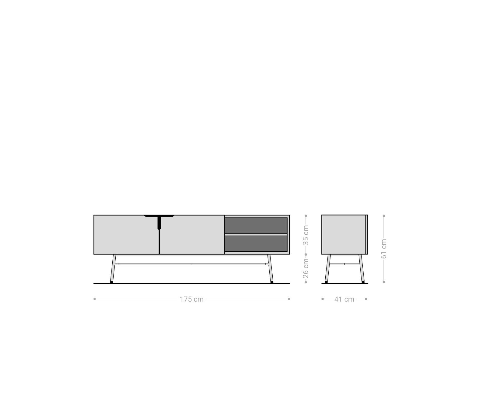 Sideboard Mikkusu 175 cm Bambus Natur Mango Schwarz 2 Türen 2 Fächer Metall Schwarz 6
