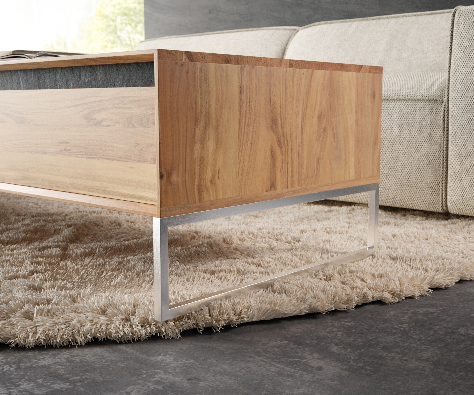 Fuß Kufe schmal 20 cm Edelstahl gebürstet für Kastenmöbel der Tiefe 60 cm (2er Set) 2