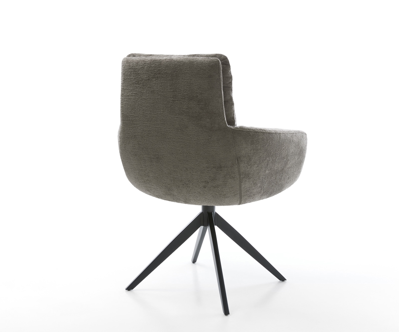 Drehstuhl Abelia-Flex mit Armlehnen Bouclé Soft Schlamm Kreuzgestell breit Schwarz 360° drehbar Wippfunktion 4