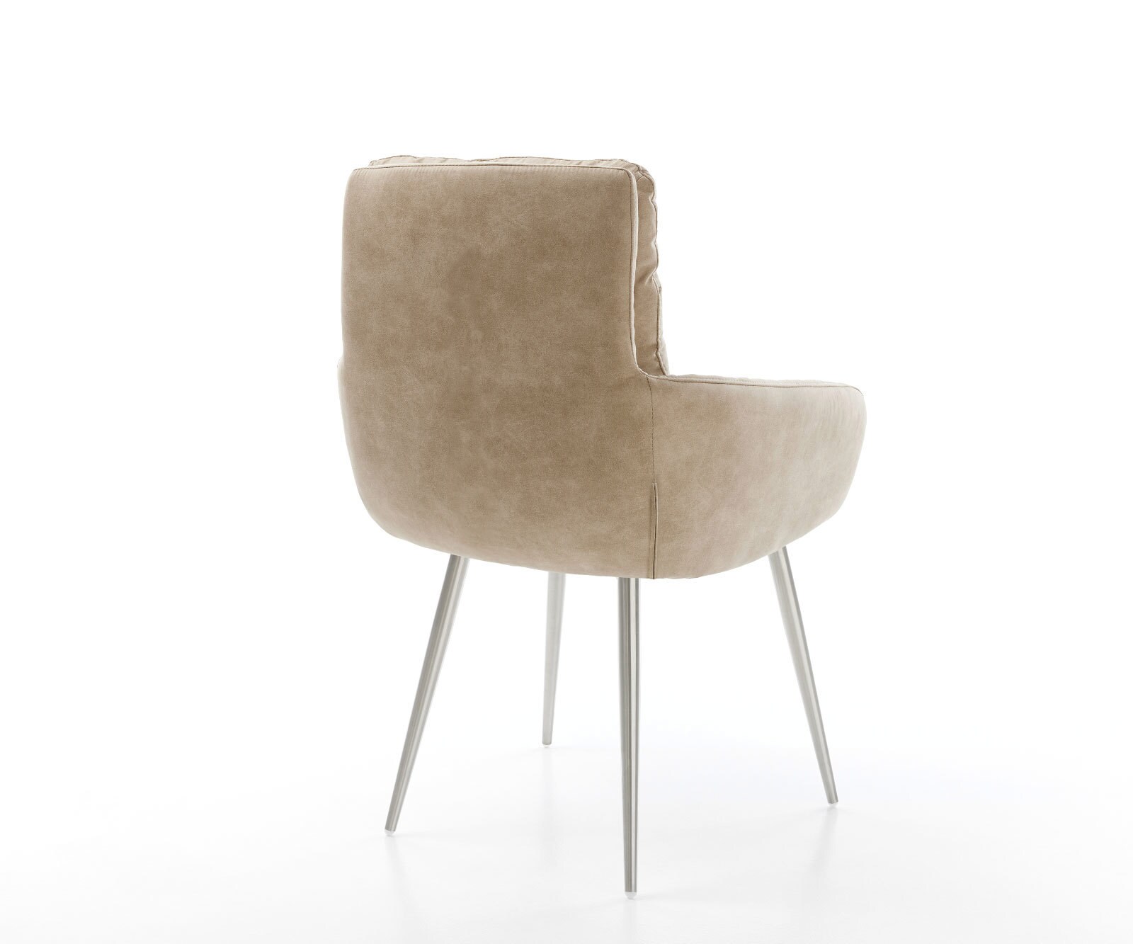 Esszimmerstuhl Abelia-Flex mit Armlehnen Mikrofaser Beige Vintage 4-Fuß konisch Edelstahl 4