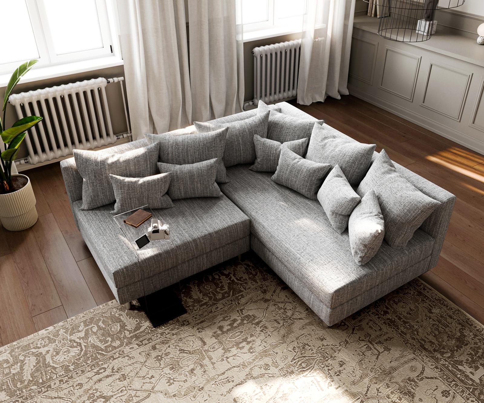 Ecksofa Clovis Hellgrau Strukturstoff Ottomane Rechts Modulsofa 3 Ecksofa Clovis Hellgrau Strukturstoff Ottomane Rechts Modulsofa 3