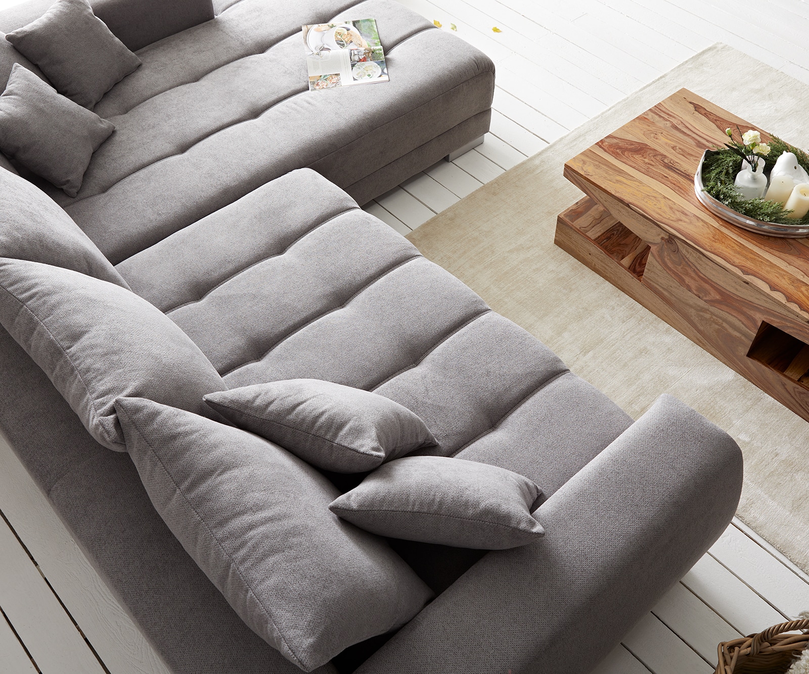 Ecksofa Josea 300x220 cm Mikrofaser Steingrau Recamiere rechts 4 Ecksofa Josea 300x220 cm Mikrofaser Steingrau Recamiere rechts 4