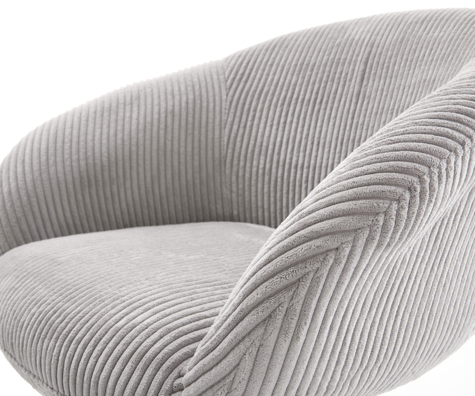Drehstuhl Vinka-Flex mit Armlehnen Cord Silbergrau Kreuzgestell breit Edelstahl 360° drehbar Taschenfederkern 4