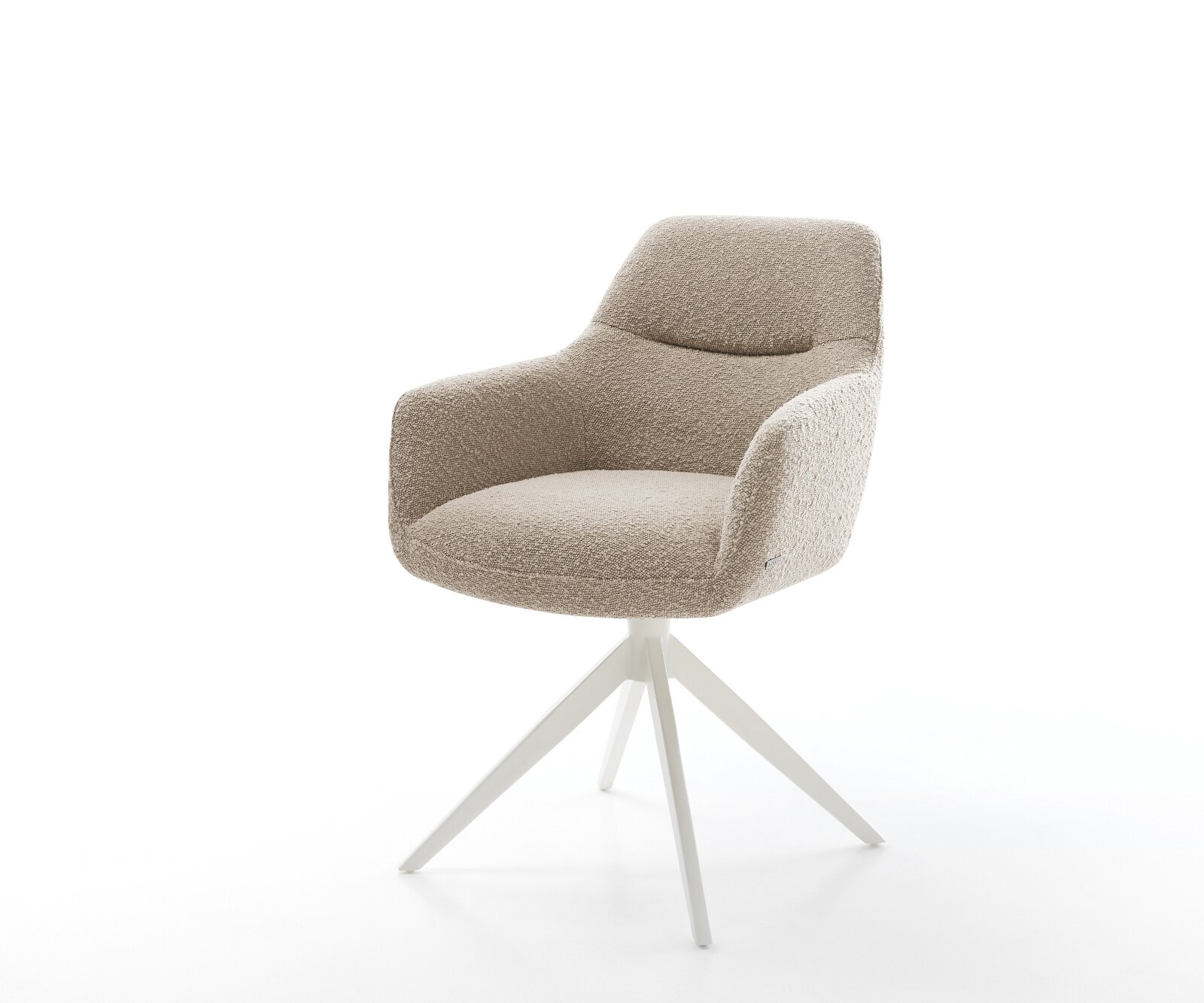 Chaise-pivotante Pejo-Flex bouclé boue pied croisé large blanc pivotement sur 360° fonction bascule ressorts ensachés