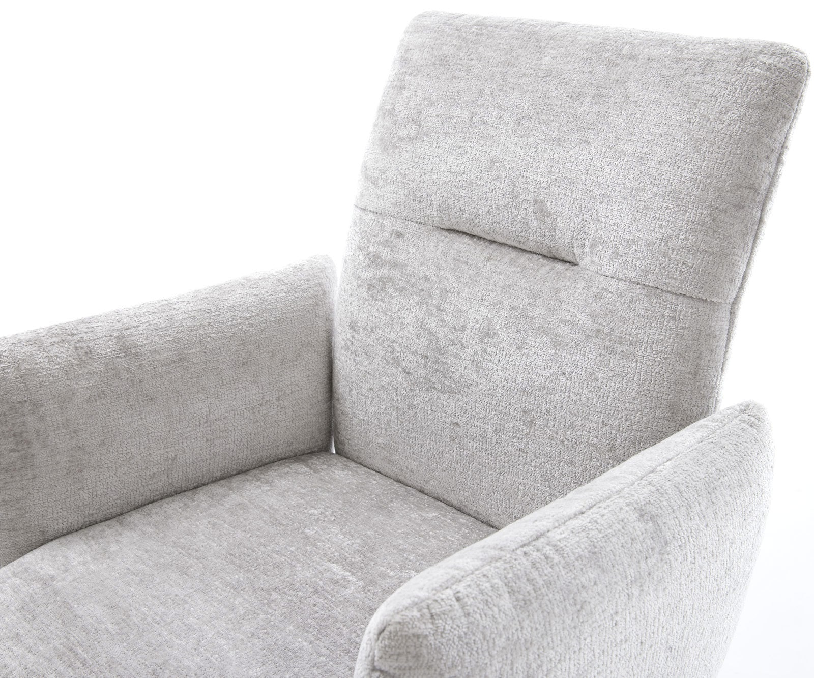 Drehstuhl Jova-Flex mit Armlehnen Chenille Silbergrau Kreuzgestell breit Edelstahl 360° drehbar Wippfunktion Taschenfederkern 4