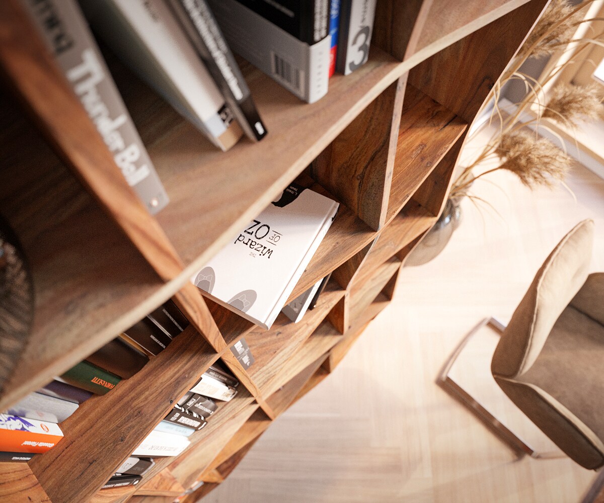 Bücherregal Live-Edge 240x120 cm Akazie Natur Massivholz 3
