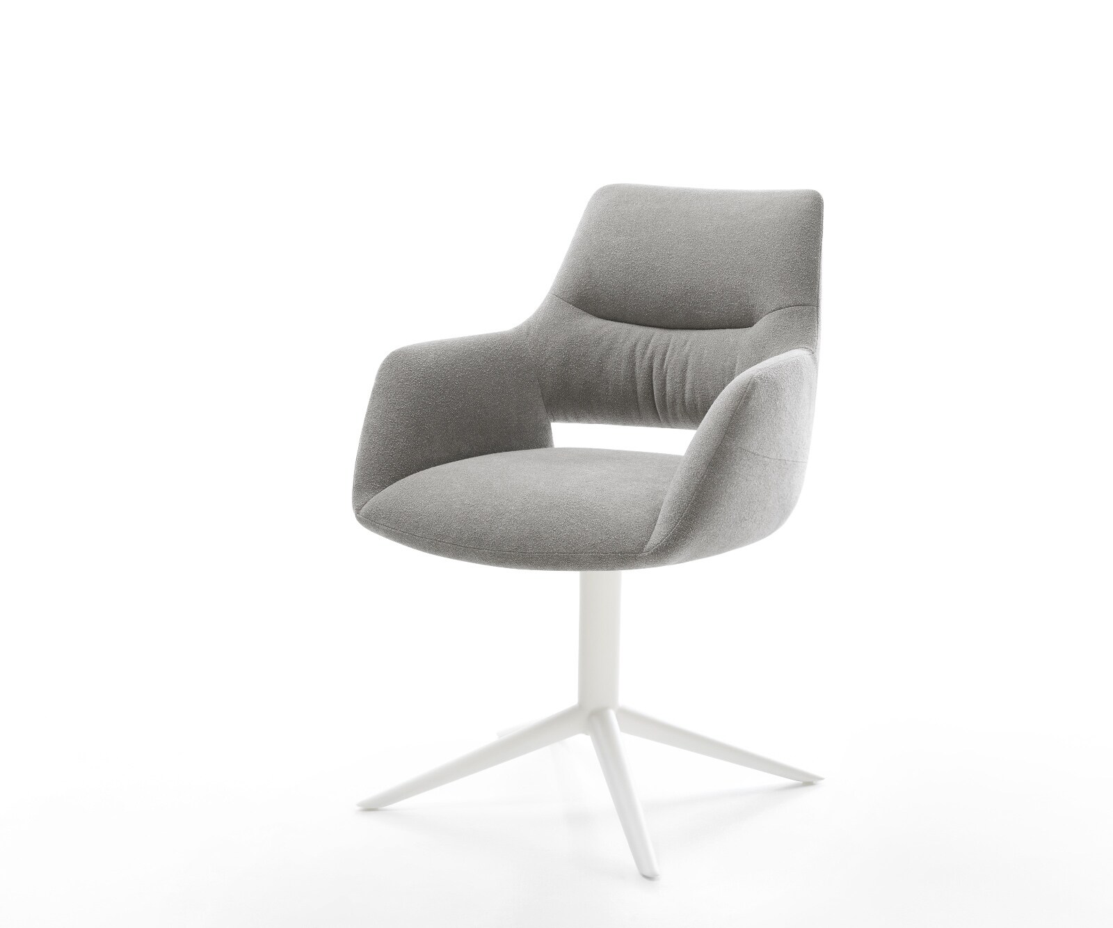 Drehstuhl Yago-Flex mit Armlehnen Strukturstoff Soft Grau Fußkreuz Weiß 360 günstig online kaufen