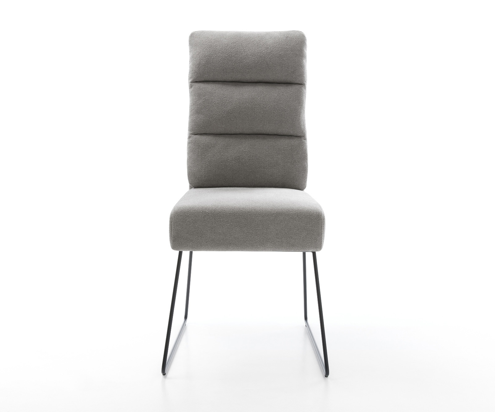 Esszimmerstuhl Pela-Flex Strukturstoff Soft Grau Kufengestell Schwarz Taschenfederkern 1