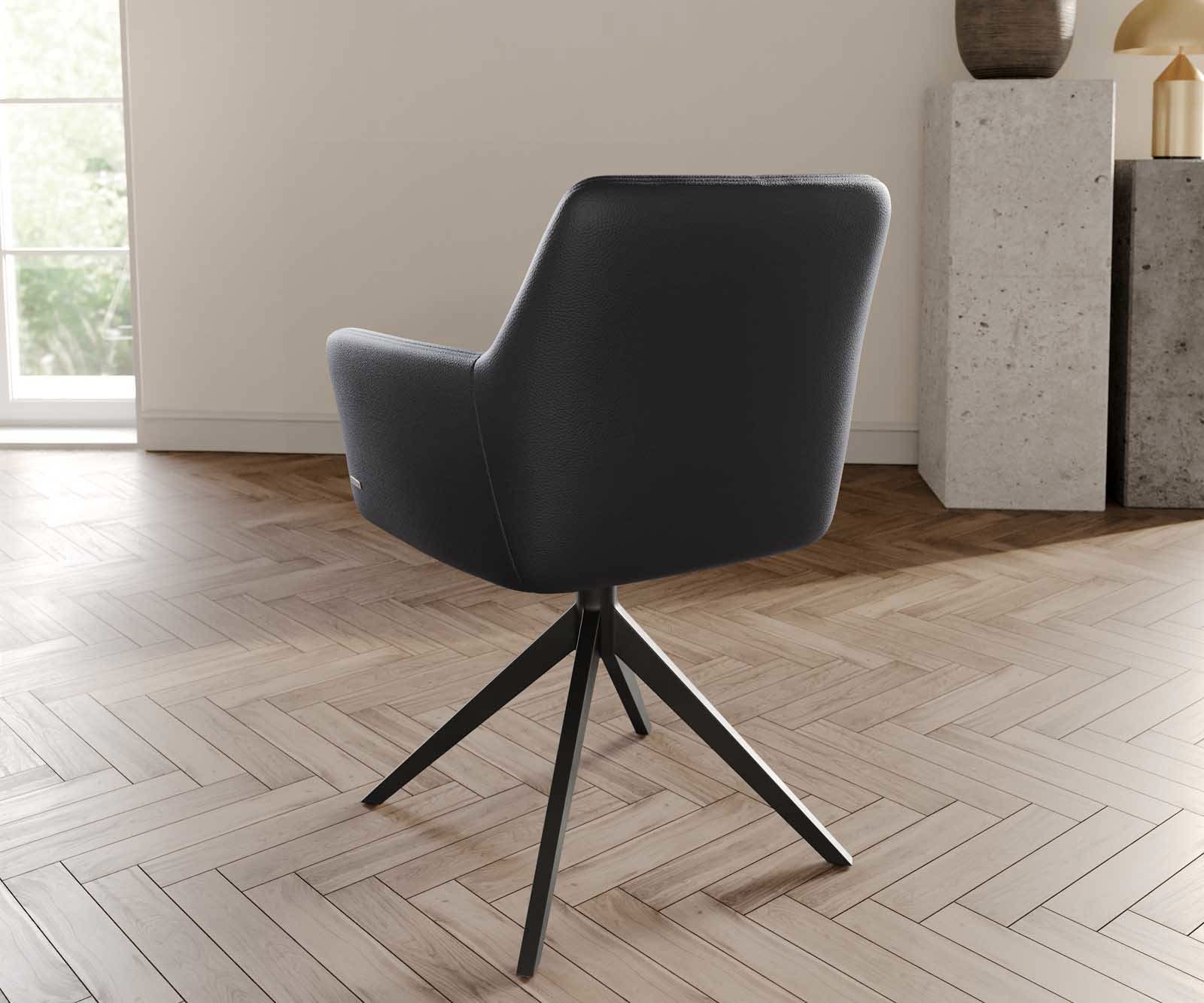 Drehstuhl Xana-Flex mit Armlehnen Echt-Leder Schwarz Kreuzgestell breit Schwarz 360° drehbar Taschenfederkern 3 Drehstuhl Xana-Flex mit Armlehnen Echt-Leder Schwarz Kreuzgestell breit Schwarz 360° drehbar Taschenfederkern 3