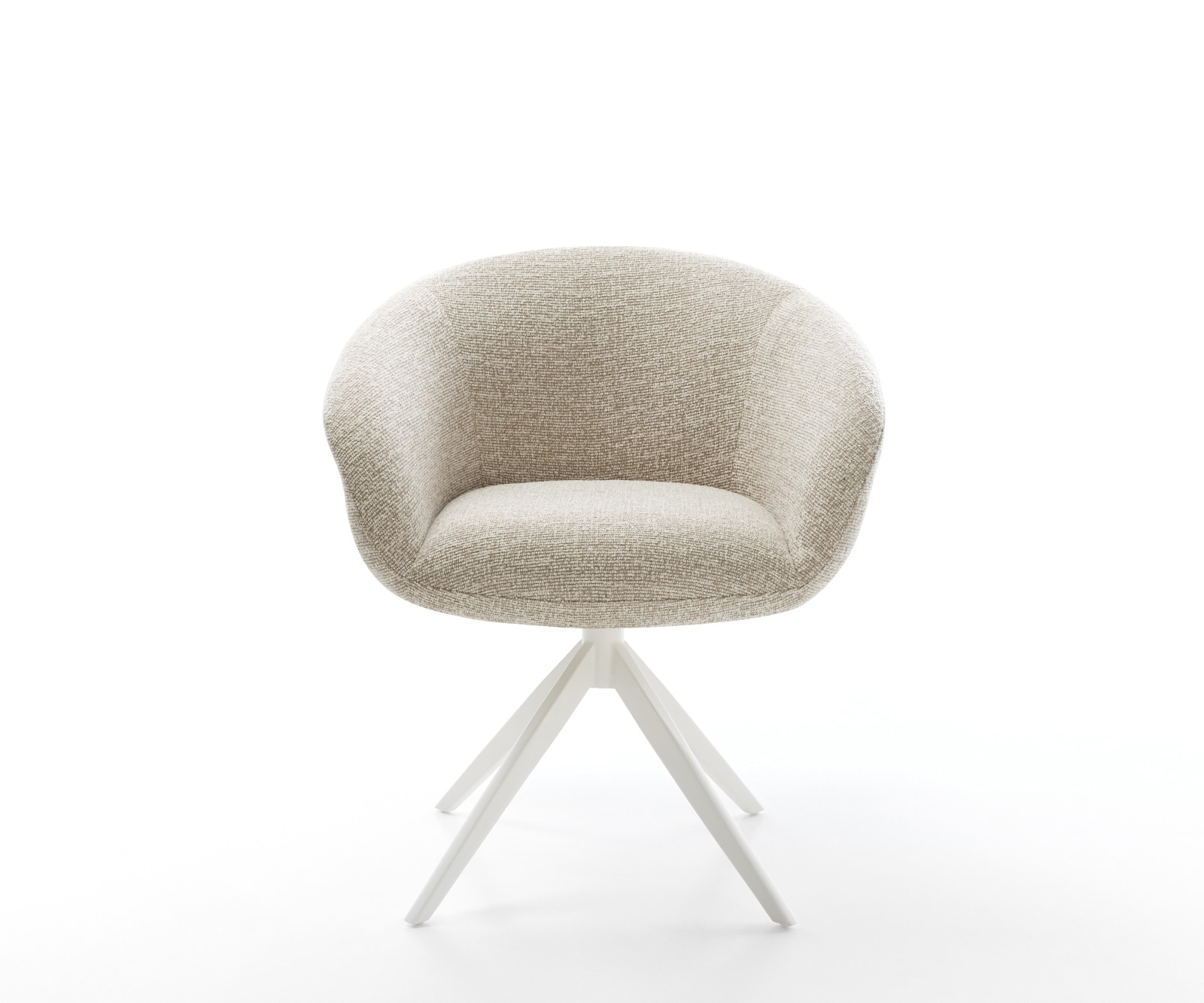 Drehstuhl Vinka-Flex mit Armlehnen Webstoff Soft Beige Kreuzgestell breit Weiß 360° drehbar Wippfunktion Taschenfederkern 1
