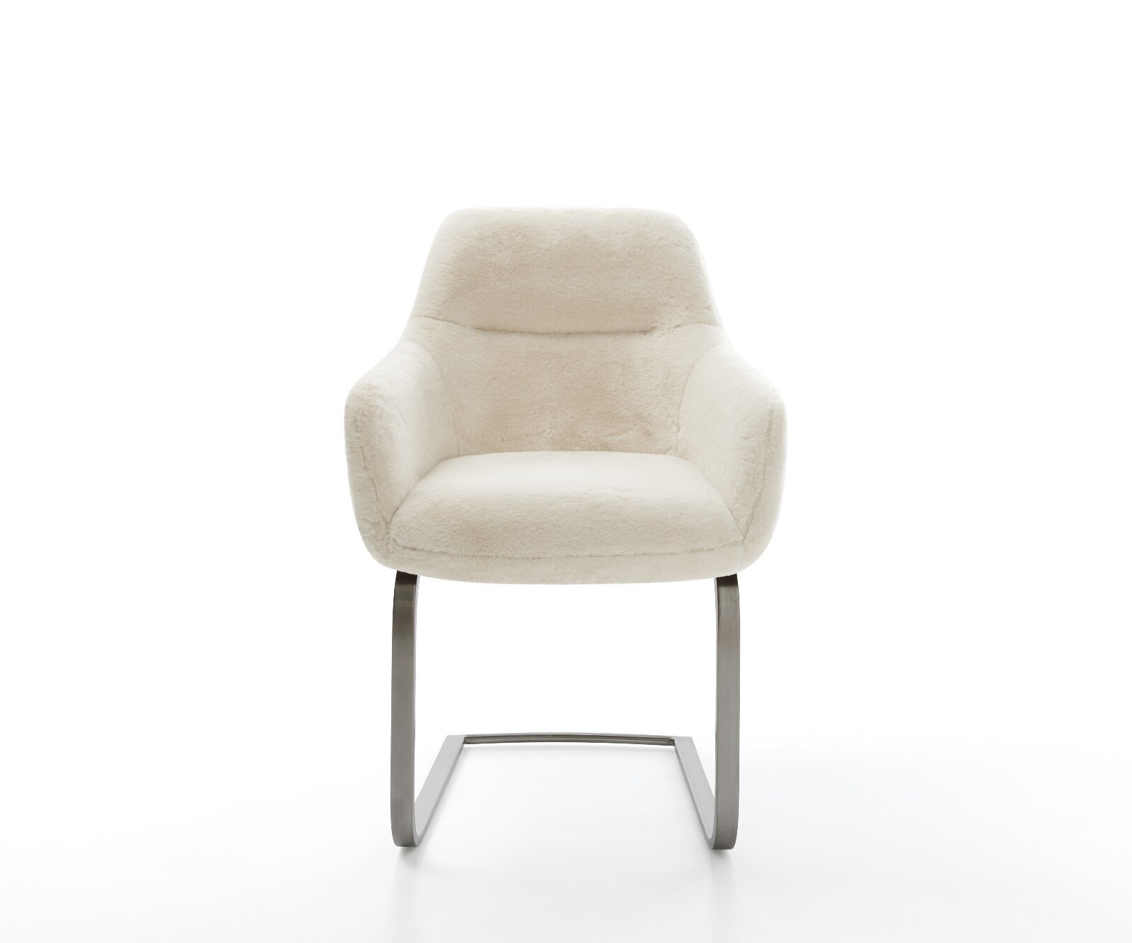 Freischwinger Pejo-Flex Plüsch Creme-Weiß Freischwinger flach Graphit Taschenfederkern 1