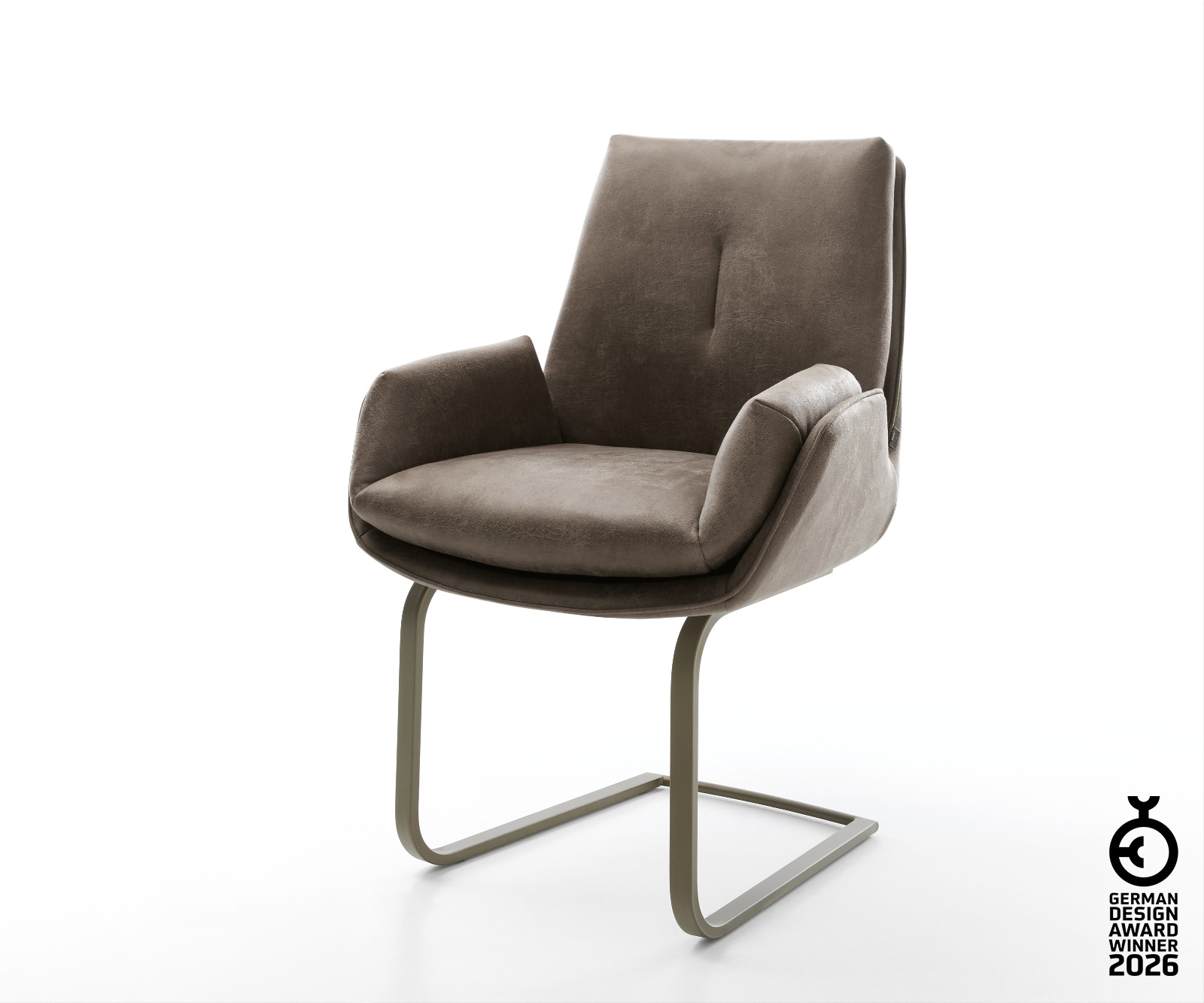 Freischwinger Clea-Flex Mikrofaser Taupe Vintage Freischwinger flach Effektfinish Titan