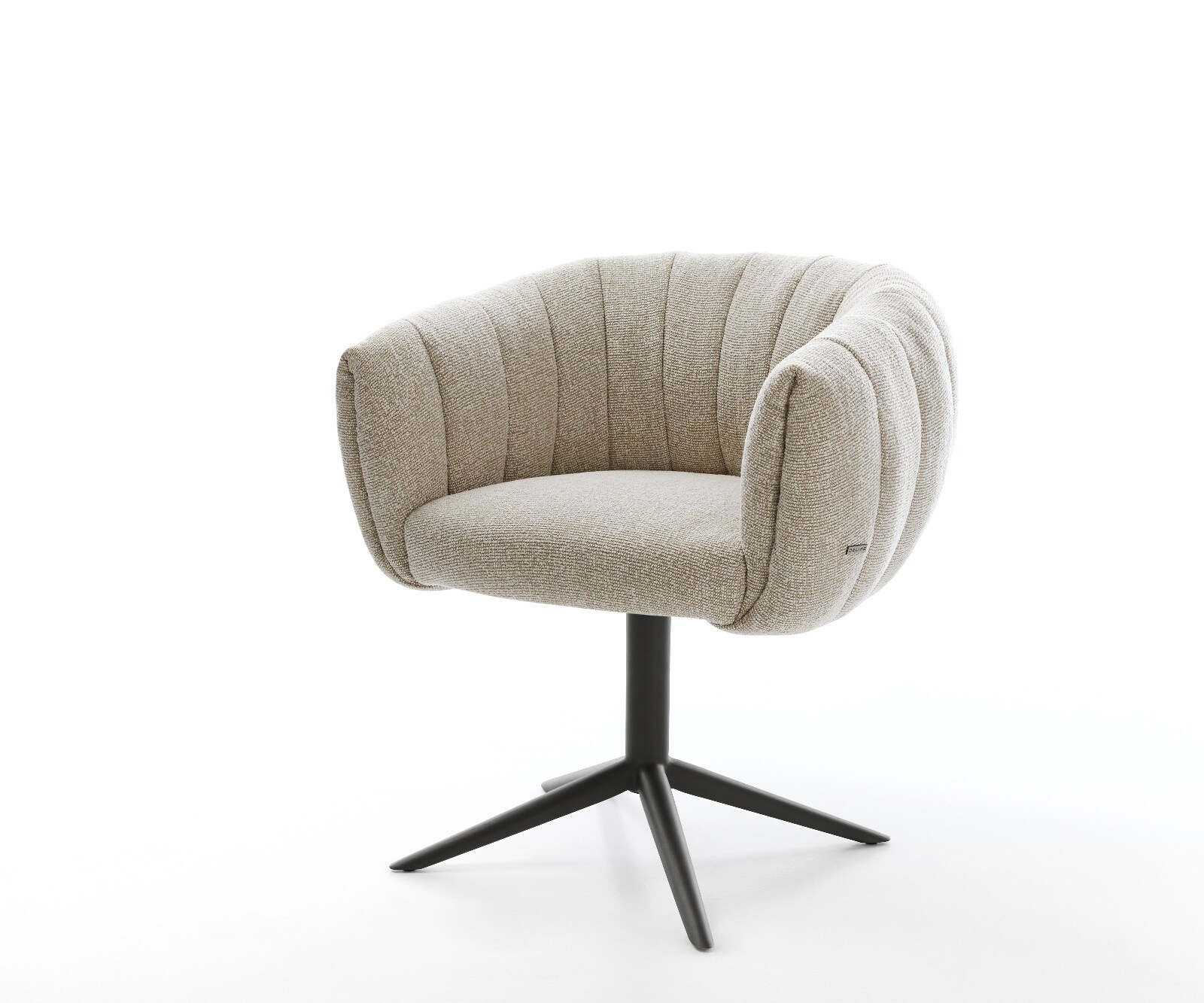 Drehstuhl Jada-Flex Webstoff Soft Beige Fußkreuz Schwarz 360° drehbar Wippfunktion Taschenfederkern