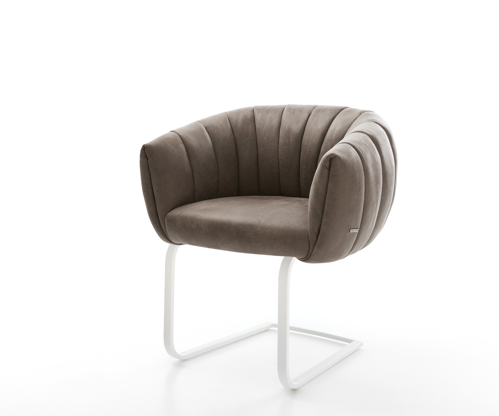 Freischwinger Jada-Flex Mikrofaser Taupe Vintage Freischwinger flach Weiß Taschenfederkern
