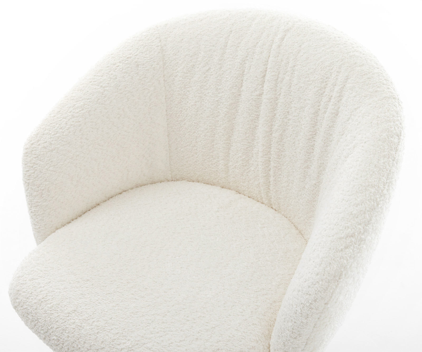 Drehstuhl Caja-Flex mit Armlehnen Bouclé Weiß Fußkreuz Schwarz 360° drehbar Taschenfederkern 4