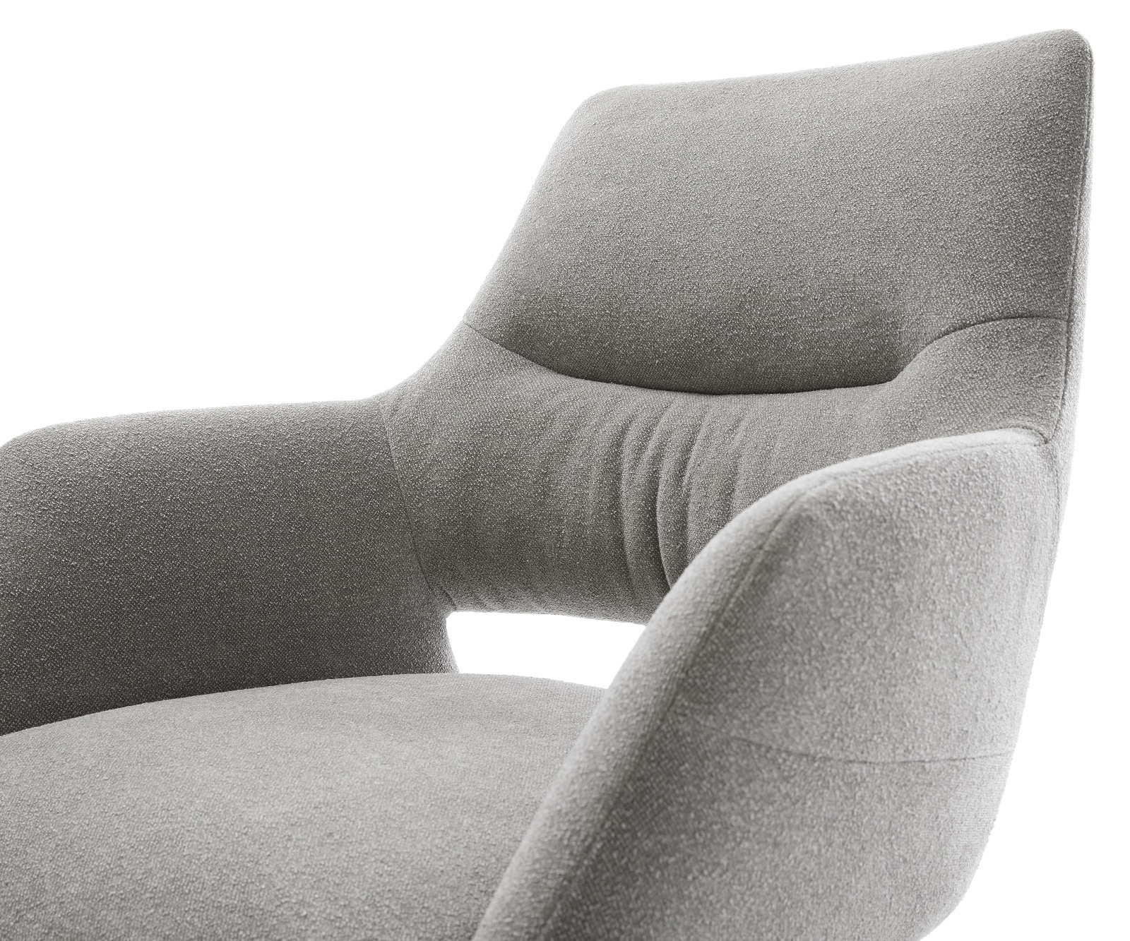 Drehstuhl Yago-Flex mit Armlehnen Strukturstoff Soft Grau Holzgestell kantig Natur 360° drehbar Taschenfederkern 3