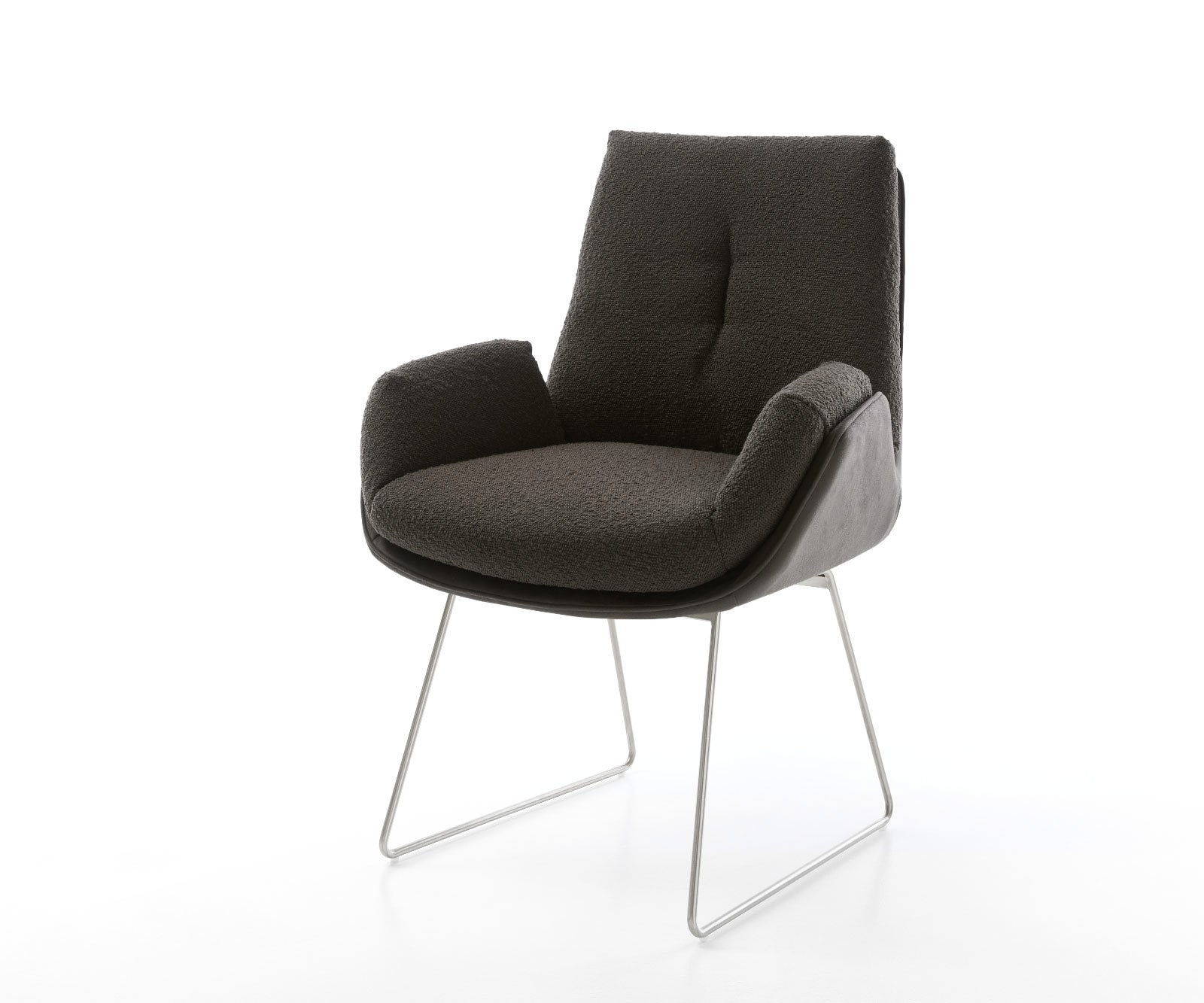 Esszimmerstuhl Clea-Flex Materialmix Schwarz Kufengestell Edelstahl günstig online kaufen