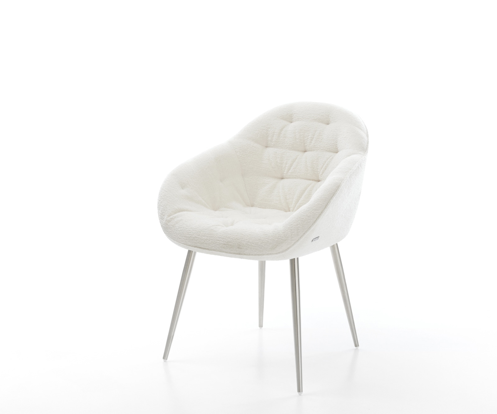 Esszimmerstuhl Gaio-Flex Bouclé Soft Beige 4-Fuß konisch Edelstahl