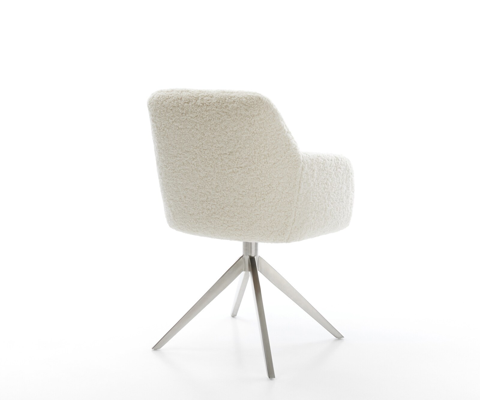 Drehstuhl Greg-Flex Teddystoff Beige Kreuzgestell breit Edelstahl 360° drehbar Wippfunktion Taschenfederkern 5