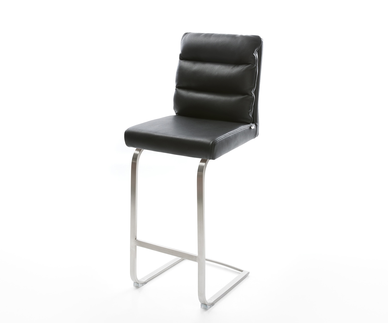 Barstuhl Pela-Flex Echt-Leder Schwarz Freischwinger flach Edelstahl