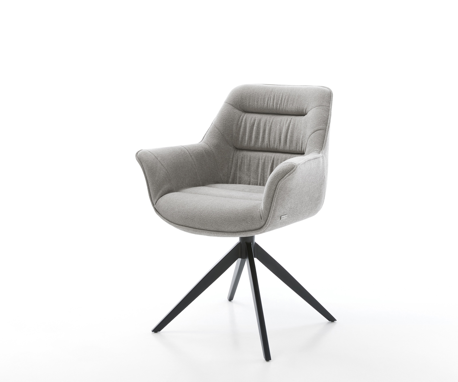 Drehstuhl Kaira-Flex Strukturstoff Soft Grau Kreuzgestell breit Schwarz 360° drehbar Wippfunktion