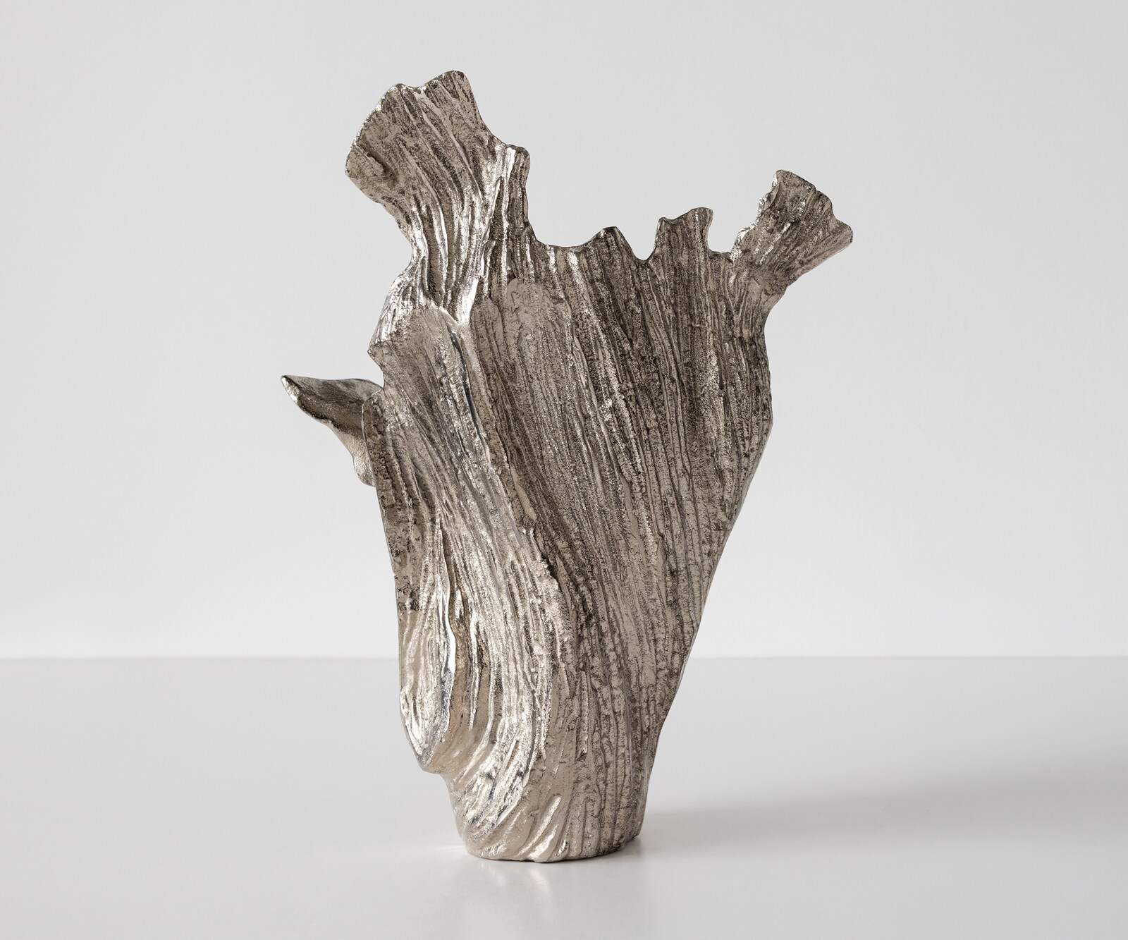 Vase Corallo B37 x T18 x H48 cm Aluminium Platin Handgemacht 1