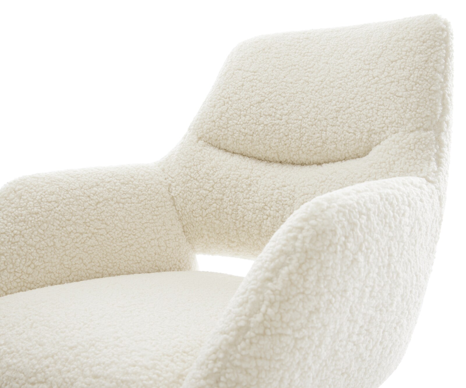Drehstuhl Yago-Flex mit Armlehnen Teddystoff Beige Kreuzgestell breit Graphit 360° drehbar Wippfunktion Taschenfederkern 3