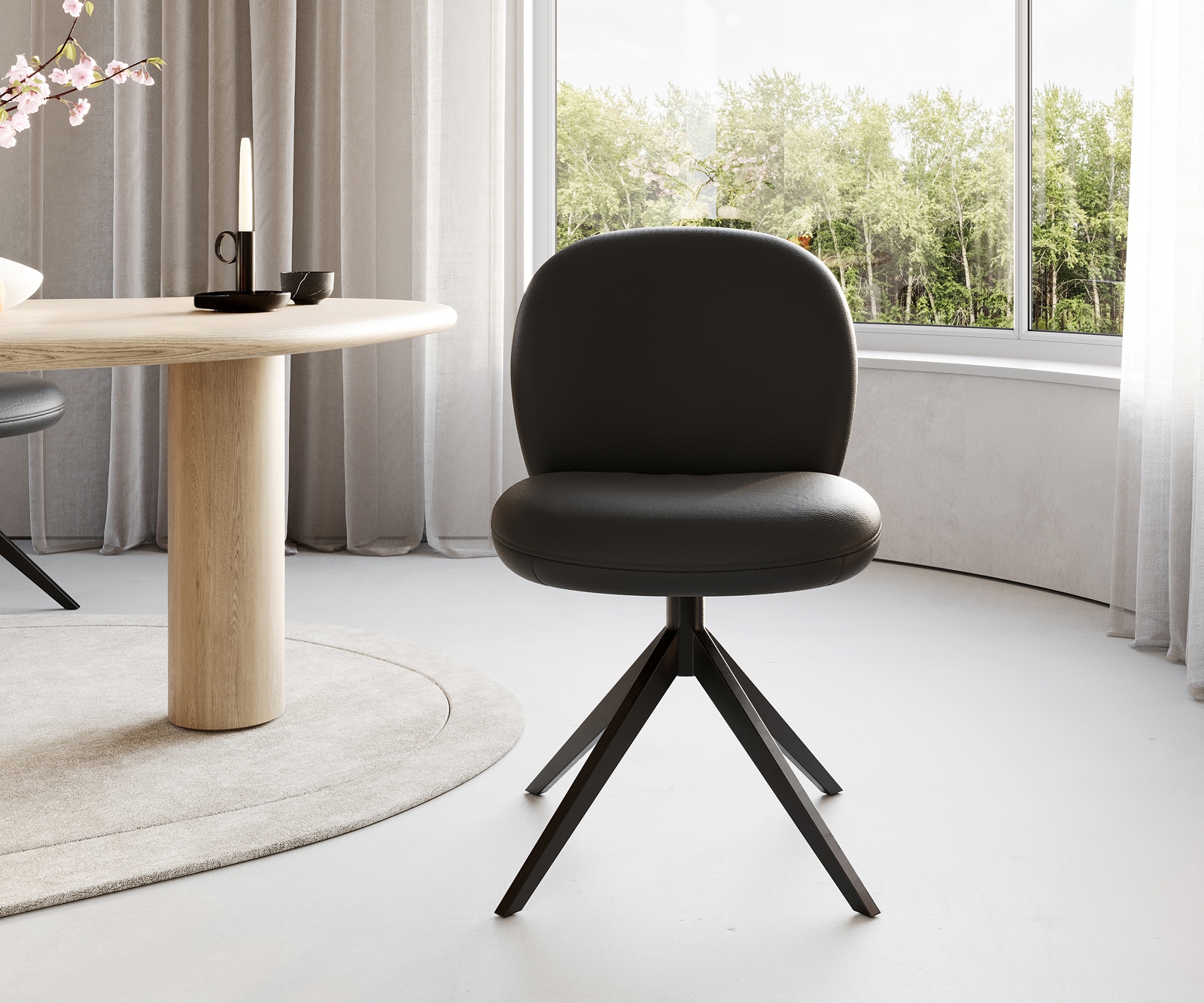 Drehstuhl Nube-Flex Echt-Leder Schwarz Kreuzgestell breit Schwarz 360° drehbar Taschenfederkern 1 Drehstuhl Nube-Flex Echt-Leder Schwarz Kreuzgestell breit Schwarz 360° drehbar Taschenfederkern 1
