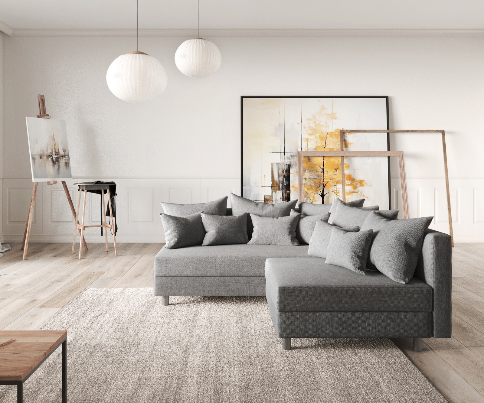 Ecksofa Clovis Grau Flachgewebe Ottomane Links Modulsofa Ecksofa Clovis Grau Flachgewebe Ottomane Links Modulsofa