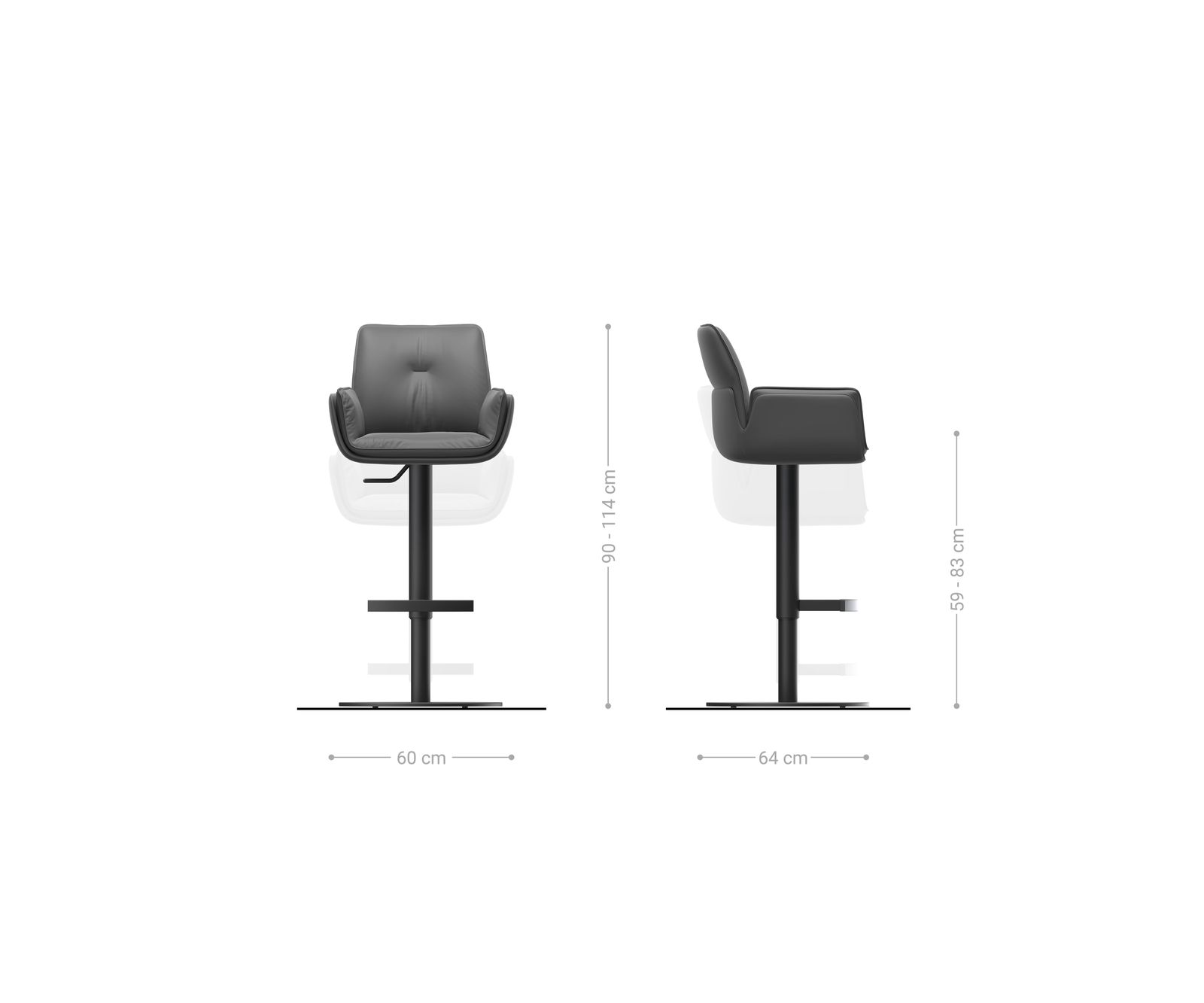 Barstuhl Nela-Flex Bouclé Soft Schlamm Drehfuß höhenverstellbar Metall Schwarz 5