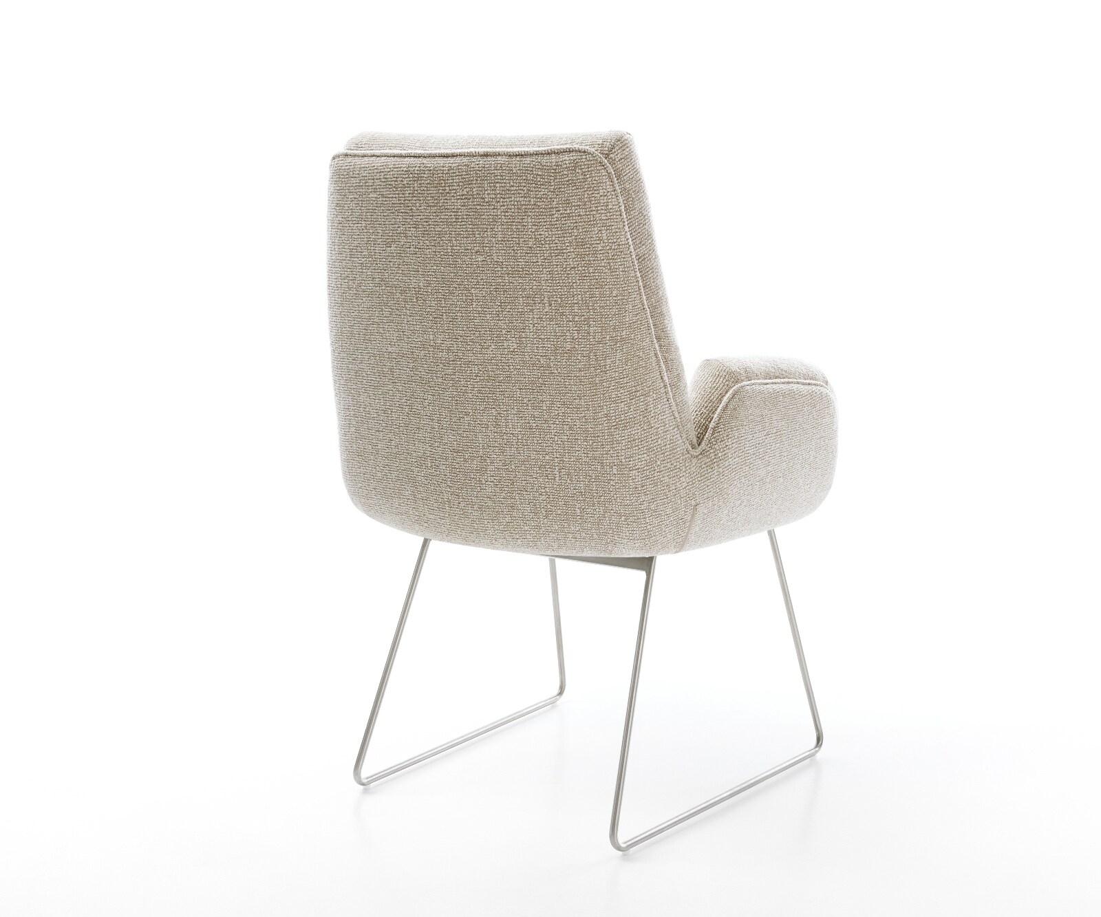 Esszimmerstuhl Clea-Flex Webstoff Soft Beige Kufengestell Edelstahl 4
