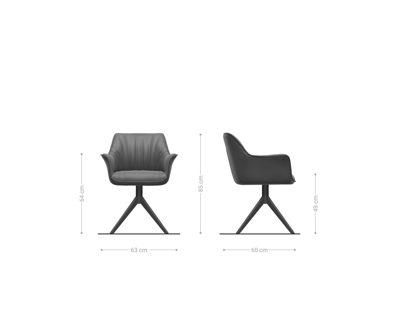 Drehstuhl Keila-Flex mit Armlehnen Webstoff Soft Beige Kreuzgestell breit Graphit 360° drehbar Wippfunktion 6