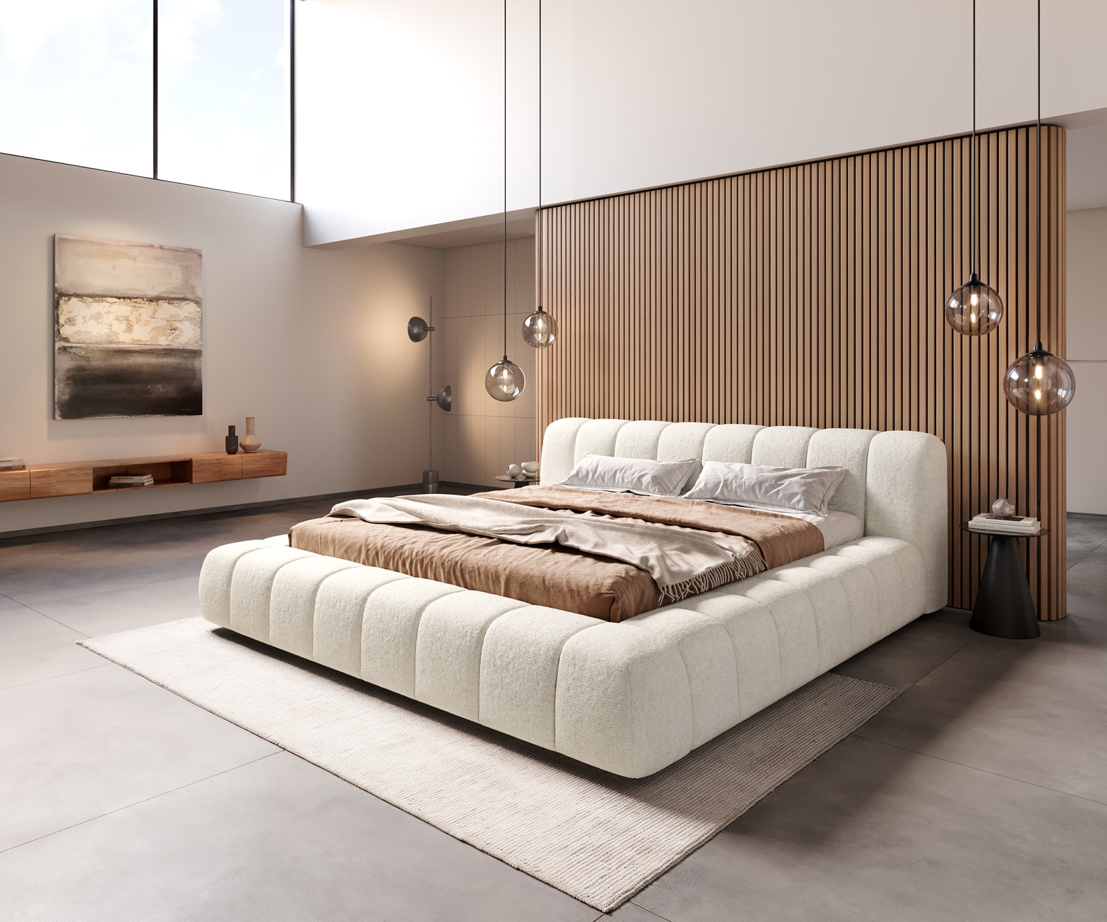 Polsterbettgestell Cutio 180x200 cm Bouclé Soft Beige Polsterbettgestell Cutio 180x200 cm Bouclé Soft Beige