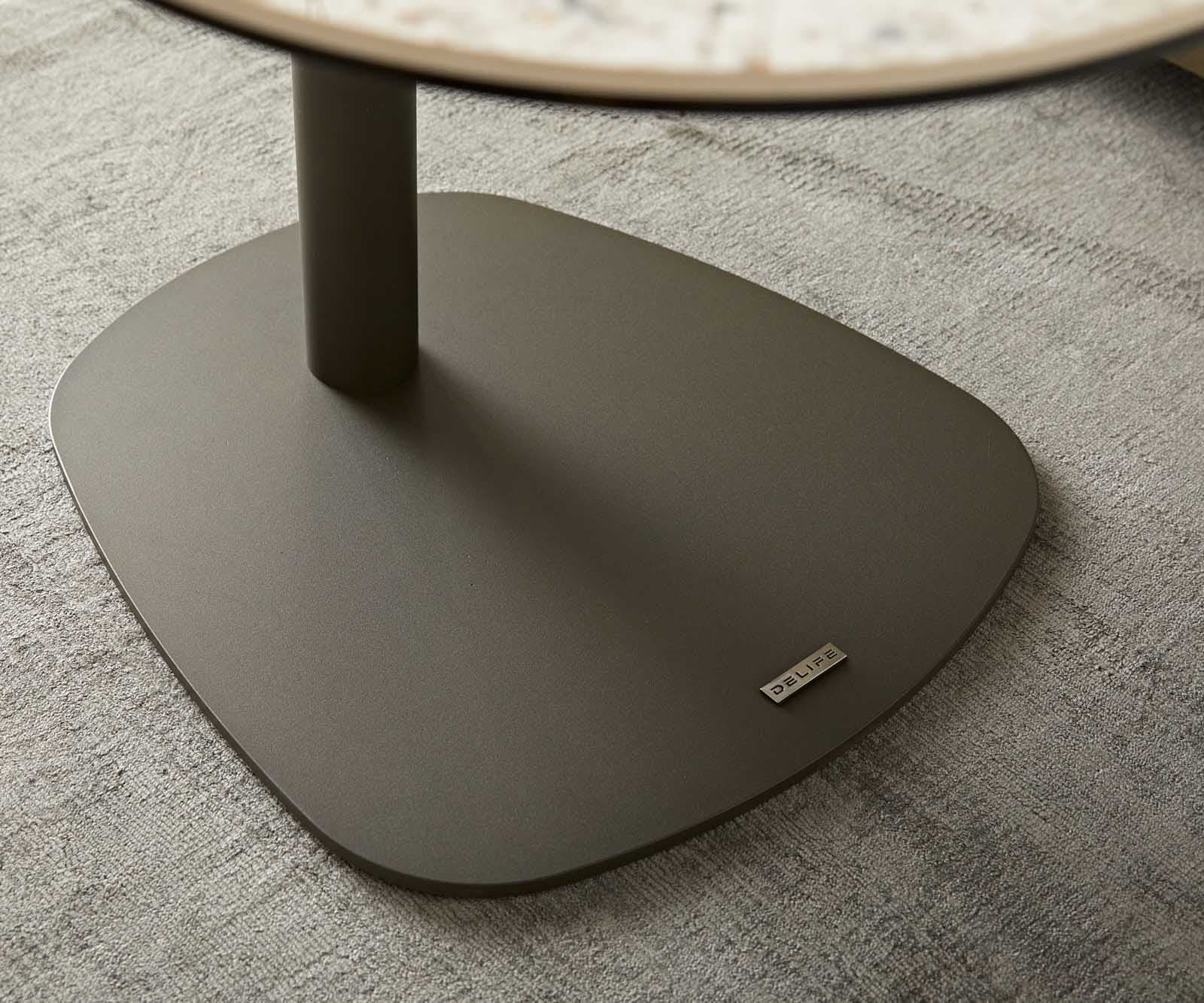 Beistelltisch Elenya 60x60 cm Keramik Minas Melange Weiß-Beige Gestell Effektfinish Titan 7