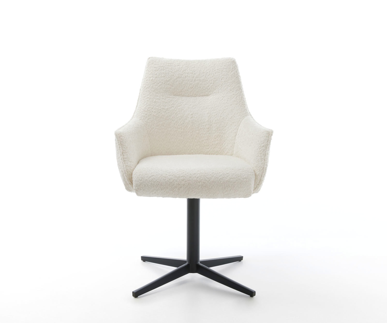 Drehstuhl Alja-Flex mit Armlehnen Bouclé Weiß Fußkreuz Schwarz 360° drehbar Taschenfederkern 1 Drehstuhl Alja-Flex mit Armlehnen Bouclé Weiß Fußkreuz Schwarz 360° drehbar Taschenfederkern 1