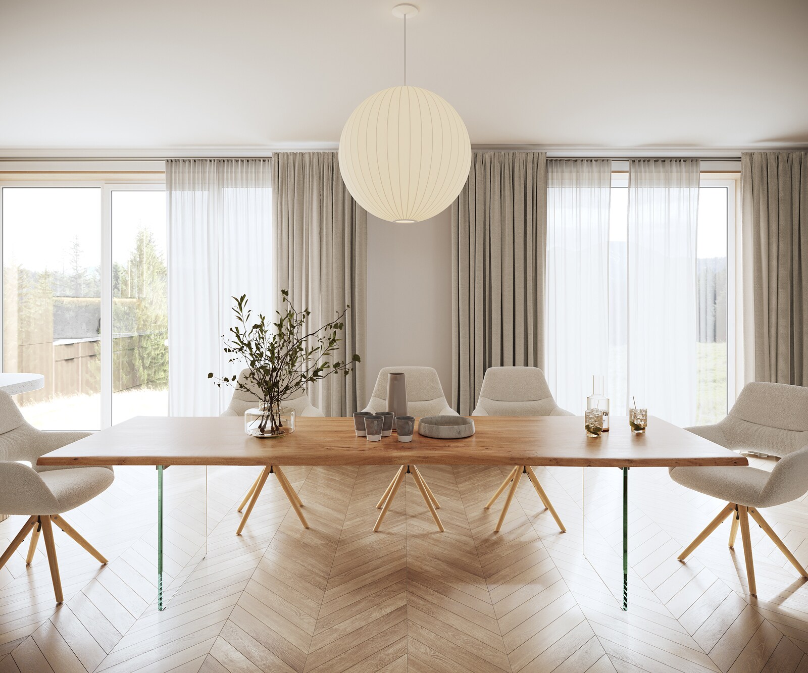 Esstisch Edge 300x100 Akazie Natur Glas Live-Edge 1