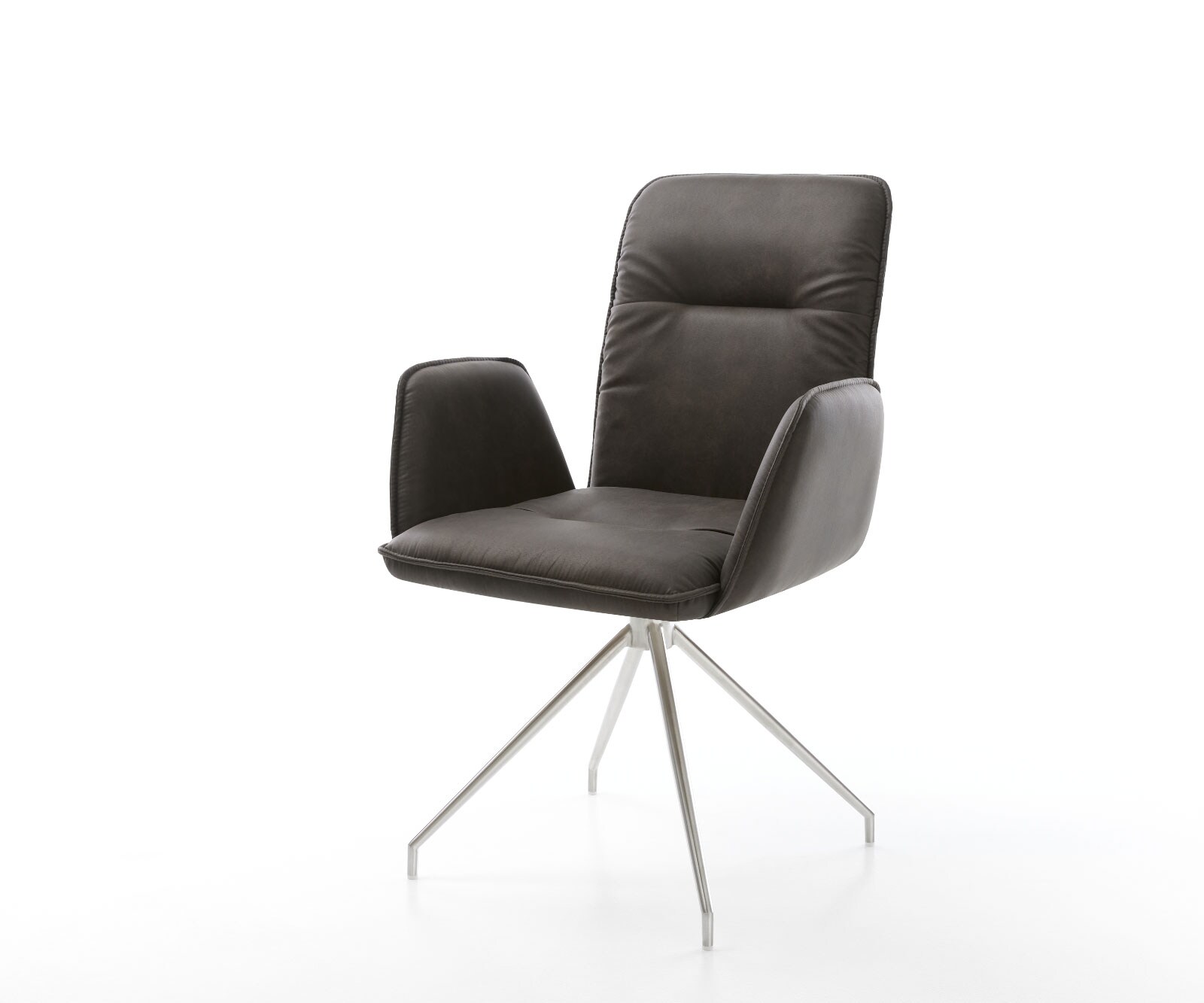 Drehstuhl Vinja-Flex Anthrazit Vintage Kreuzgestell konisch Edelstahl 180° drehbar