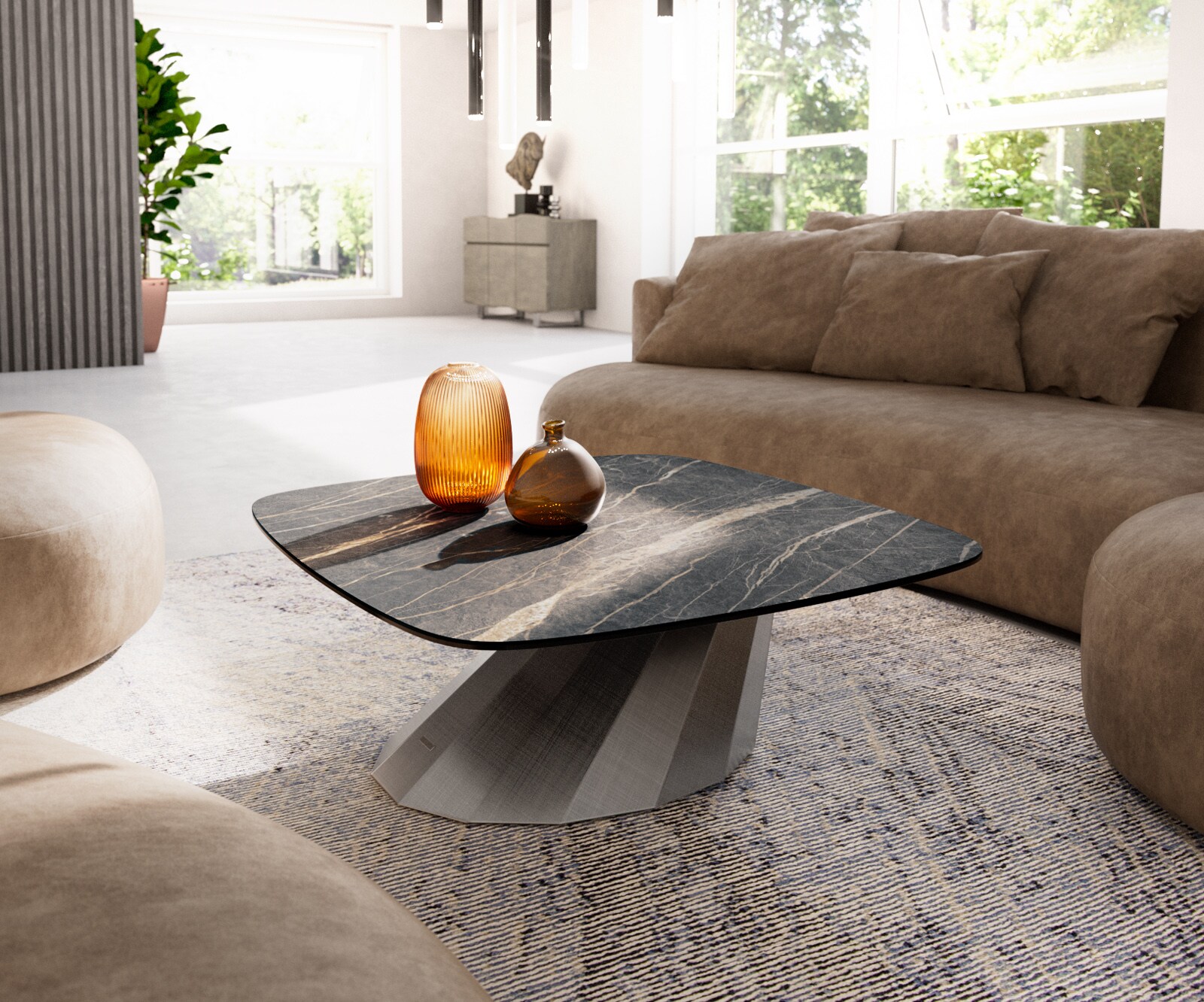 Couchtisch Edge Boot 90x90 cm Keramik Laminam® Noir Desir Braun Parabi Meta günstig online kaufen