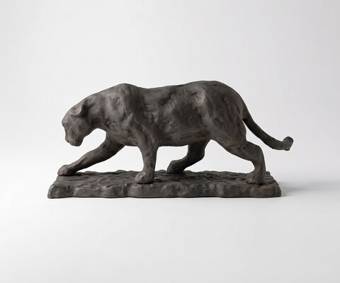 Figur Panthera B9 x T33 x H14 cm Aluminium Basalt Gegossen