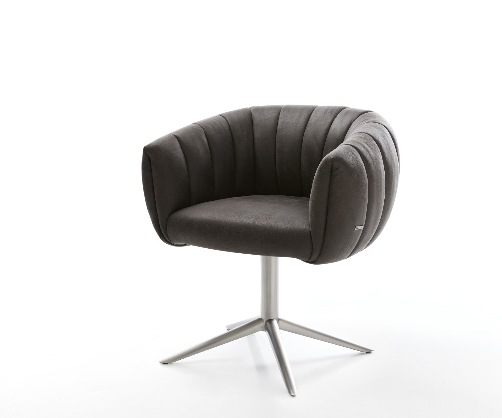 Drehstuhl Jada-Flex Mikrofaser Anthrazit Vintage Fußkreuz Edelstahl 360° drehbar Wippfunktion Taschenfederkern
