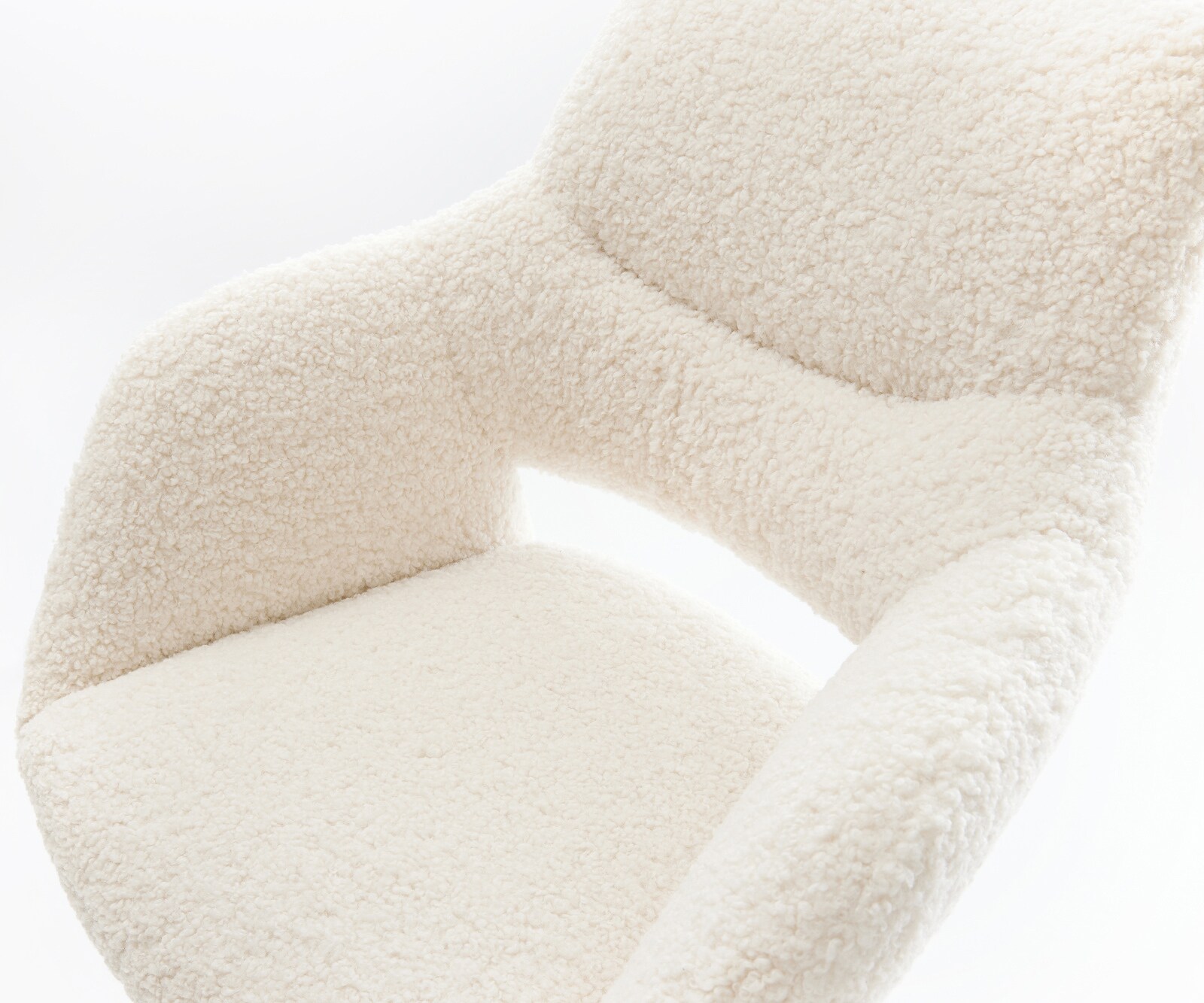 Barstuhl Yago-Flex Teddystoff Beige Drehfuß höhenverstellbar Metall Weiß Taschenfederkern 3