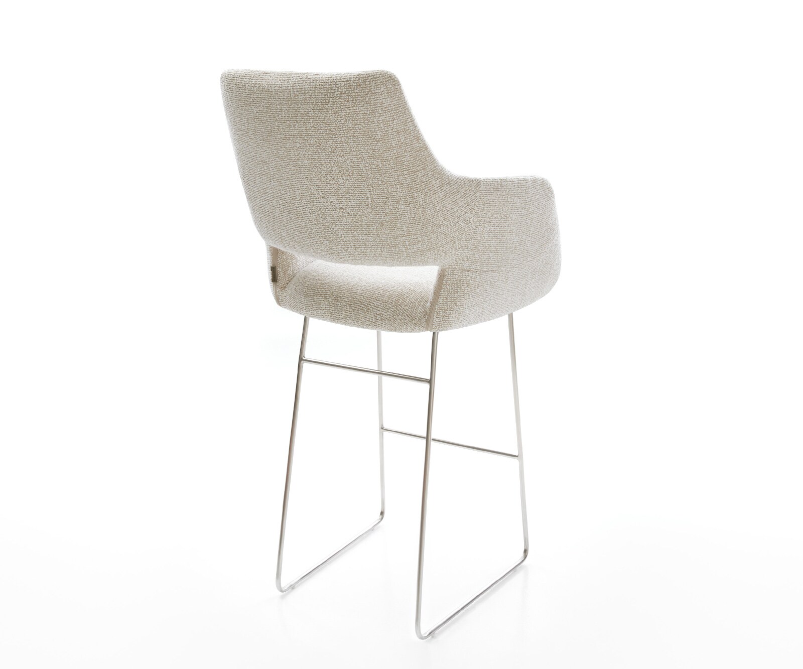 Barstuhl Yago-Flex Webstoff Soft Beige Kufengestell Edelstahl Silberfarben Taschenfederkern 4