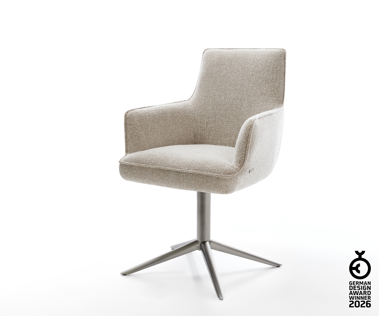 Drehstuhl Heira-Flex mit Armlehnen Webstoff Soft Beige Fußkreuz Graphit 360° drehbar Wippfunktion Taschenfederkern