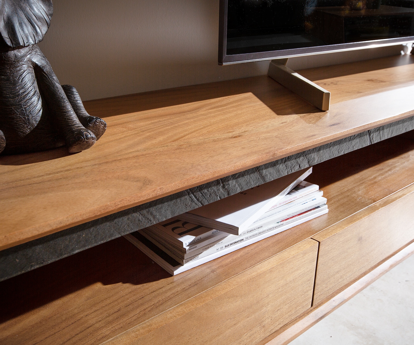 Lowboard Stonegrace 240 cm Akazie Natur 2 Fächer 4 Schubladen Steinfurnier V-Fuß 4 Lowboard Stonegrace 240 cm Akazie Natur 2 Fächer 4 Schubladen Steinfurnier V-Fuß 4