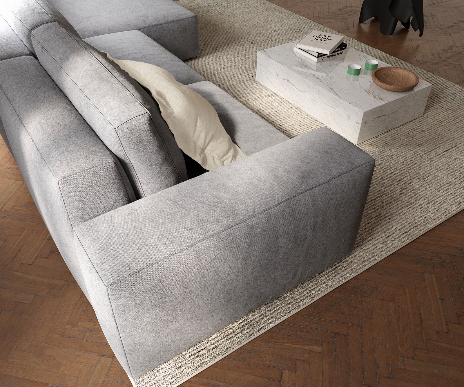 Ecksofa Lanzo L 360x160 cm Mikrofaser Grau Recamiere variabel 5