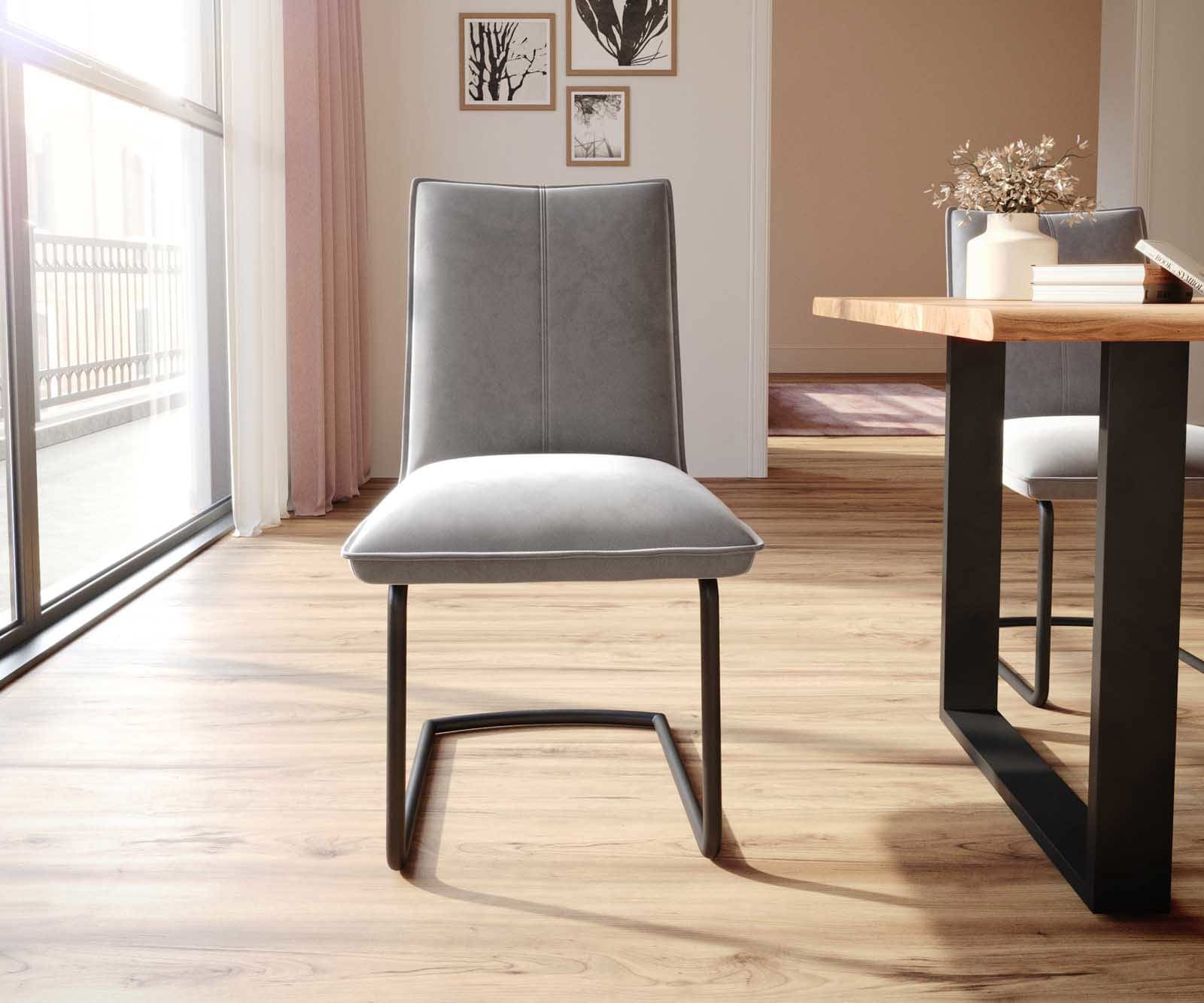 Freischwinger Lelio-Flex Samt Grau Freischwinger rund Schwarz Taschenfederkern 1 Freischwinger Lelio-Flex Samt Grau Freischwinger rund Schwarz Taschenfederkern 1