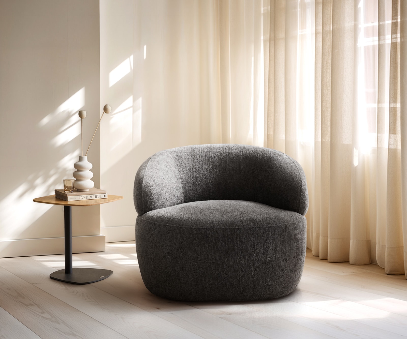 Loungesessel Nova 88x88 cm Bouclé Soft Schlamm 1 Loungesessel Nova 88x88 cm Bouclé Soft Schlamm 1