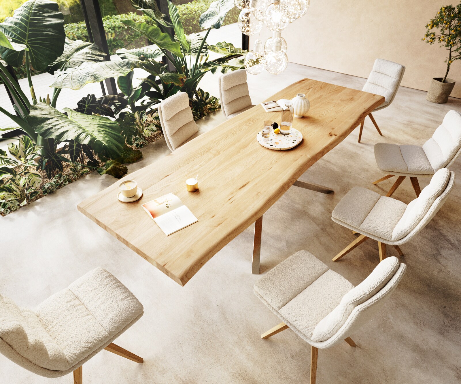 Esstischplatte Edge 300x100 cm Eiche Natur Live-Edge 4