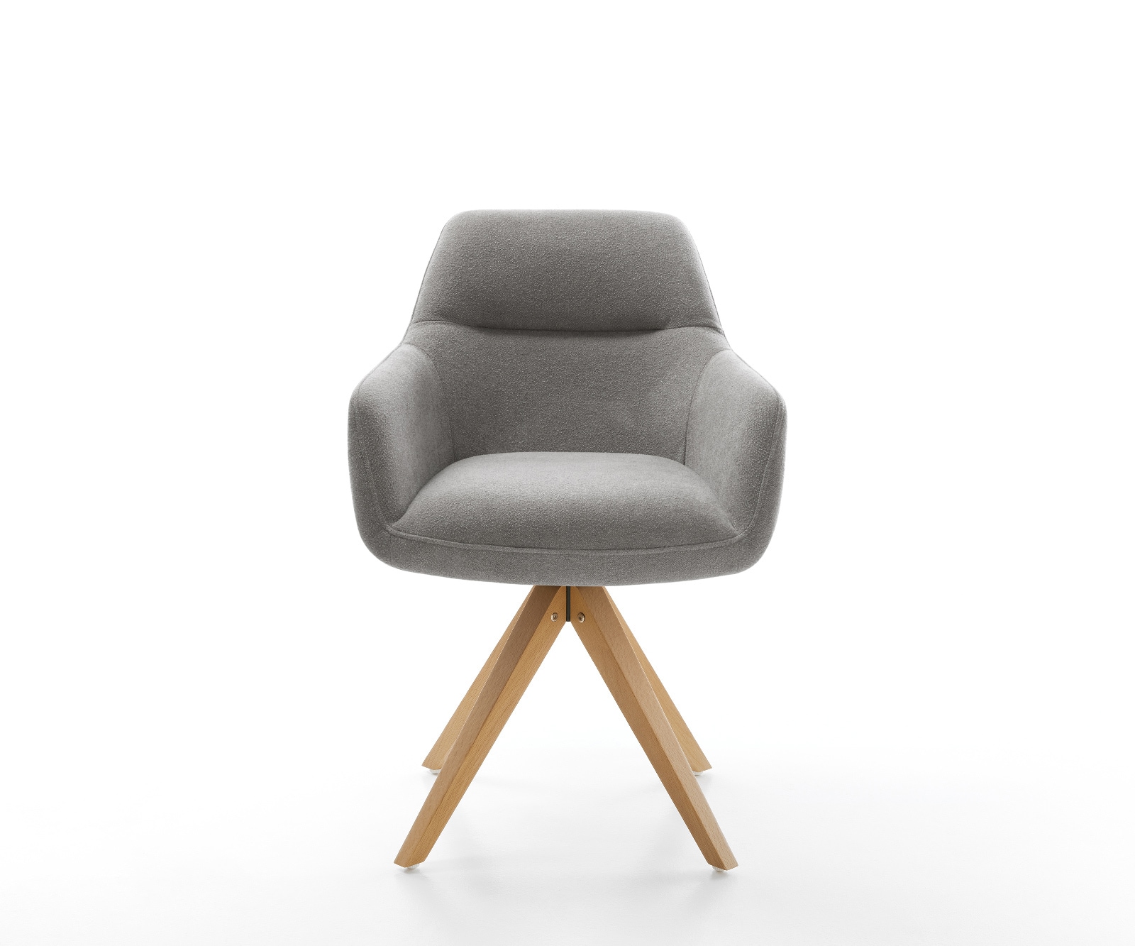 Drehstuhl Pejo-Flex Strukturstoff Soft Grau Holzgestell kantig Natur 360° drehbar Taschenfederkern 1